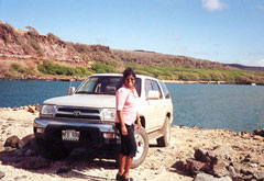 Sandra with the 4Runner on Molokai's NW End