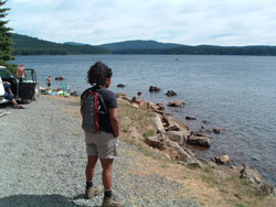 Gazing at Timothy Lake before Mountain Biking